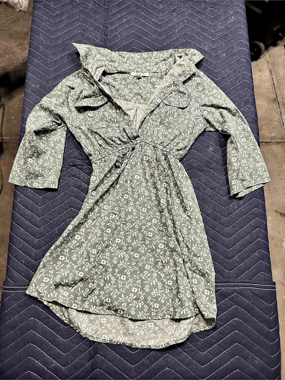 MPH Collection Floral Mini Dress in Green & White Size Small